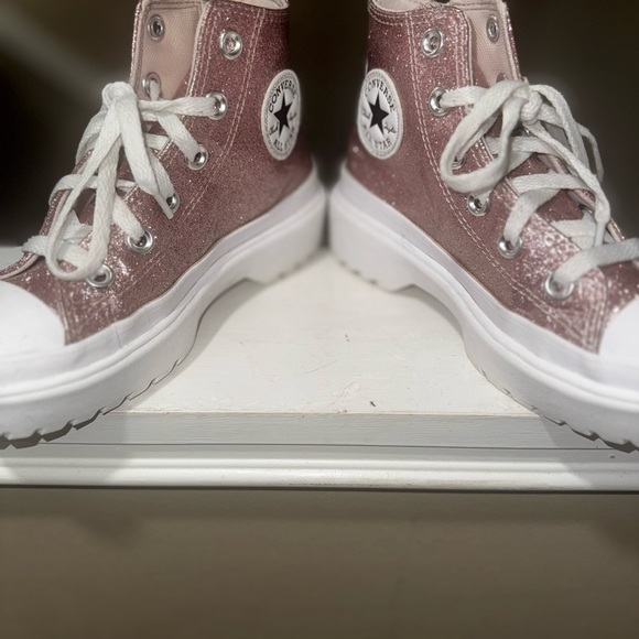 Converse Glittery Pink High-Top Kids Sneakers - Picture 3 of 6